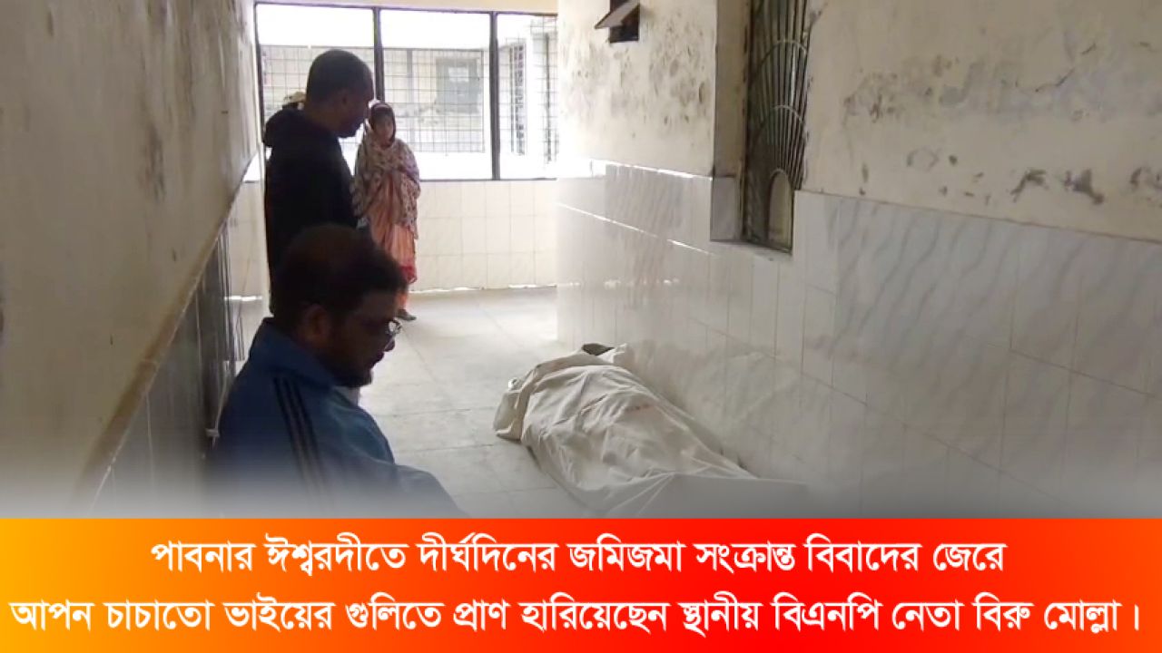 পাবনার ঈশ্বরদীতে দীর্ঘদিনের জমিজমা সংক্রান্ত বিবাদের জেরে আপন চাচাতো ভাইয়ের গুলিতে প্রাণ হারিয়েছেন স্থানীয় বিএনপি নেতা বিরু মোল্লা।