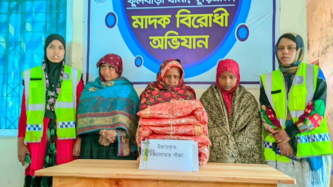 ফুলবাড়ীতে সাড়ে ১২ কেজি গাঁজাসহ ৫ নারী আটক