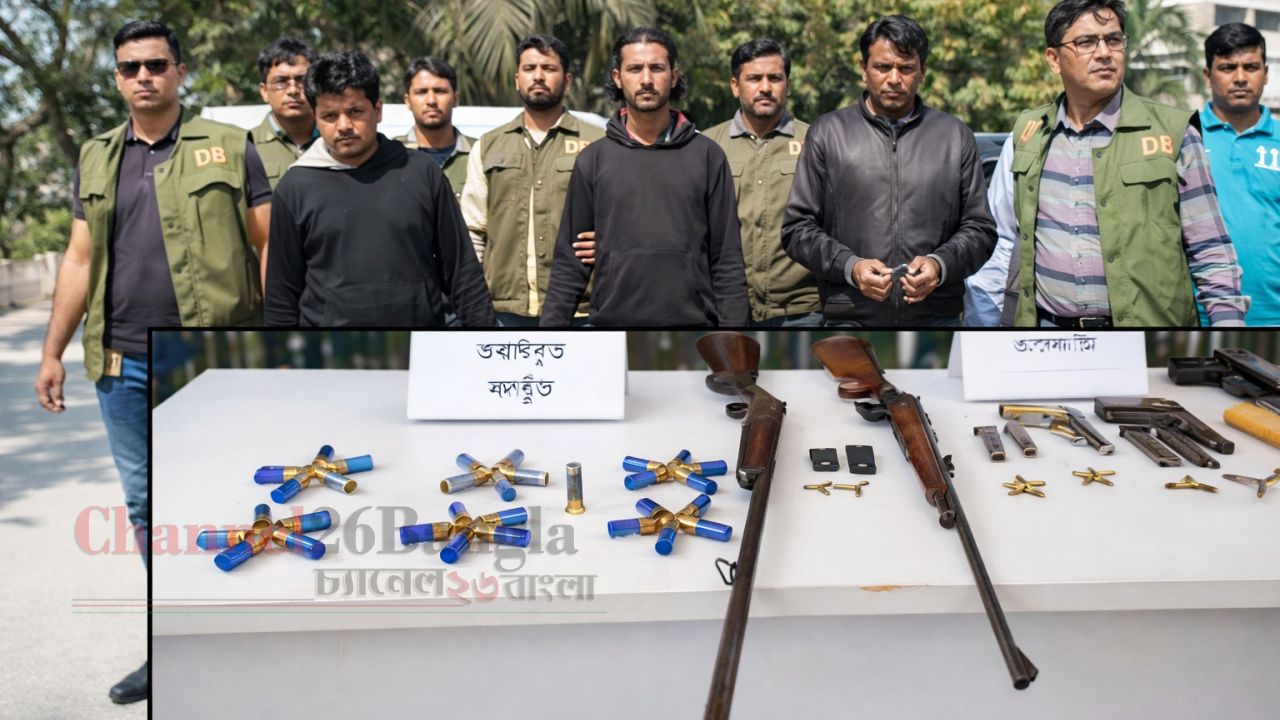 পাবনায় ডিবির ঝটিকা অভিযান: এসএলআর ও রাইফেলসহ গ্রেফতার ৩