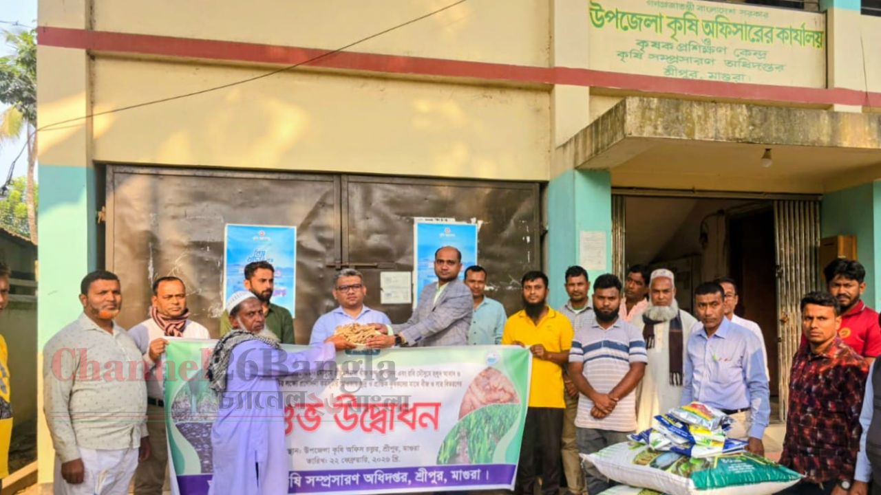 শ্রীপুরে ক্ষুদ্র ও প্রান্তিক কৃষকদের মাঝে বীজ ও সার বিতরণ