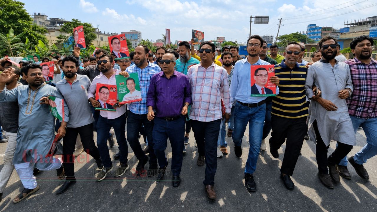 প্রধানমন্ত্রীর চাঁদপুর সফর: না&rsquo;গঞ্জে মহানগর যুবদলের বিশাল শোডাউন