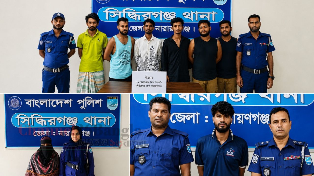 সিদ্ধিরগঞ্জে মাদক কারবারি ও ধর্ষক জামাতাসহ গ্রেপ্তার ৭