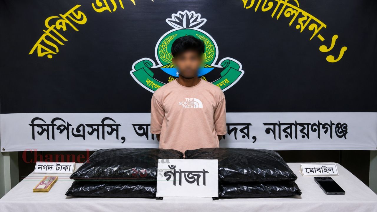 সিদ্ধিরগঞ্জে বাসে যাত্রীবেশে মাদক পাচার: ১০ কেজি গাঁজাসহ কারবারি গ্রেপ্তার