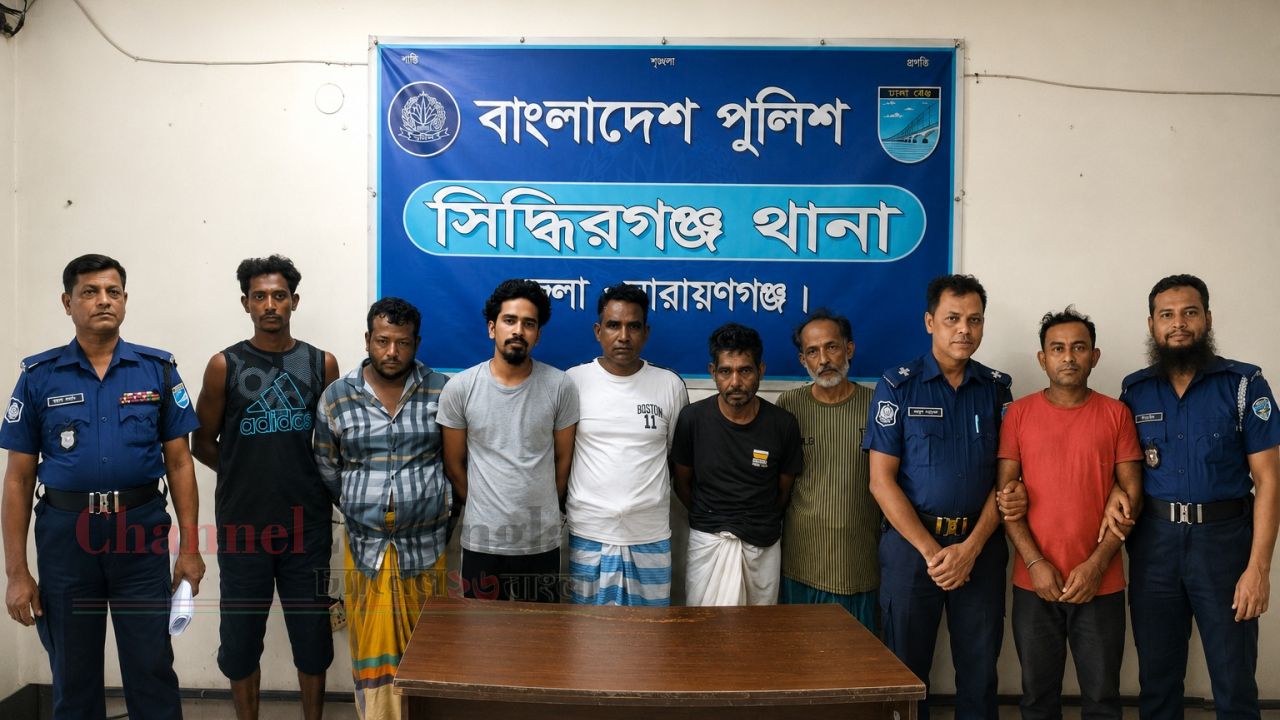 সিদ্ধিরগঞ্জে পুলিশের বিশেষ অভিযান: মাদক ও ডাকাতির প্রস্তুতিসহ গ্রেফতার ৮