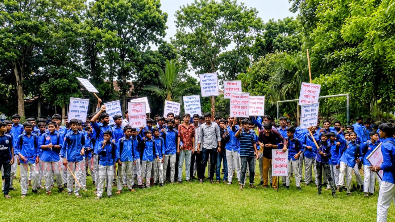 ছাত্রীকে শ্লীলতাহানি: মাগুরায় শিক্ষক মহসিনের অপসারণ দাবিতে বিক্ষোভ