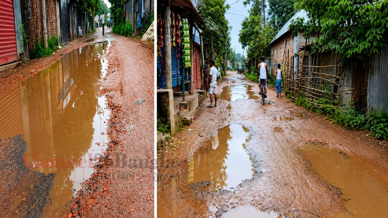 সোনারগাঁয়ে উদ্ধবগঞ্জ-পানাম সড়ক ও থানা রোডের বেহাল দশা: ভোগান্তি চরমে