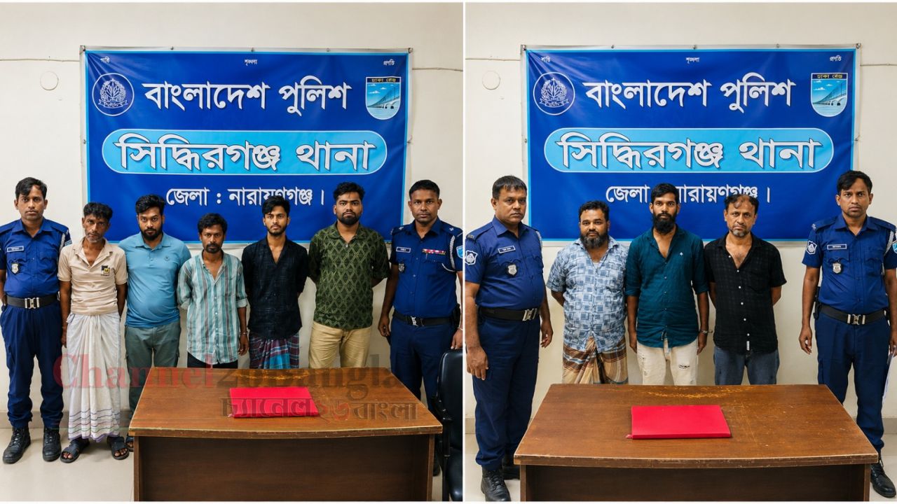 সিদ্ধিরগঞ্জে পুলিশের বিশেষ অভিযান: মাদক ও বিভিন্ন মামলার আসামিসহ গ্রেফতার ৯