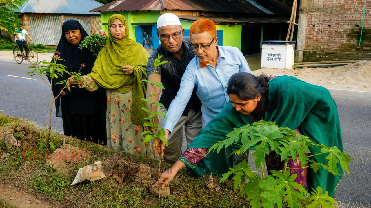 ঠাকুরগাঁওয়ে সড়কের ডিভাইডারে ২০০ ফুলগাছ রোপণ